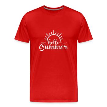 Hello Summer - Men's Premium Organic T-Shirt - red - Front - Damien (186cm)