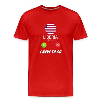 La Libye appelle les drapeaux Lusiger en disant - T-shirt bio Premium Homme - rouge - Devant - Damien (186cm)