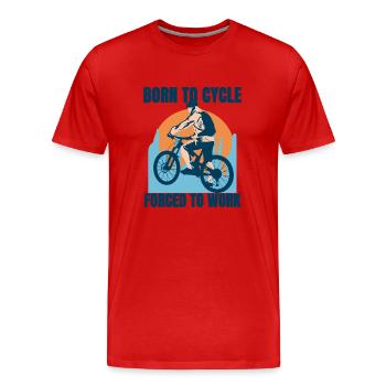 Né pour faire du vélo - T-shirt bio Premium Homme - rouge - Devant - Damien (186cm)
