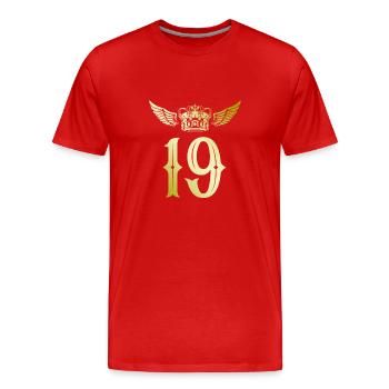 19 Couronne numérique - T-shirt bio Premium Homme - rouge - Devant - Damien (186cm)