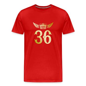 36 Couronne numérique - T-shirt bio Premium Homme - rouge - Devant - Damien (186cm)