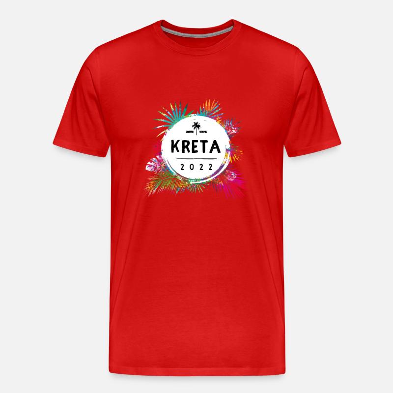 Kreta 2022 Bunt - Männer Premium Bio T-Shirt - Rot