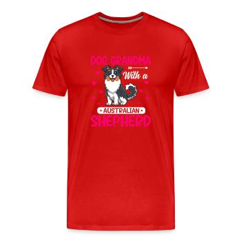 Grand-mère de chien avec berger australien drôle - T-shirt bio Premium Homme - rouge - Devant - Damien (186cm)
