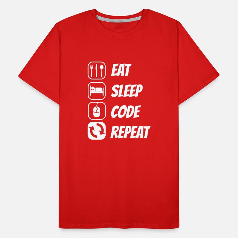 Eat Sleep Code Repeat Coder Programmer Software De Männer Premium Bio T-Shirt