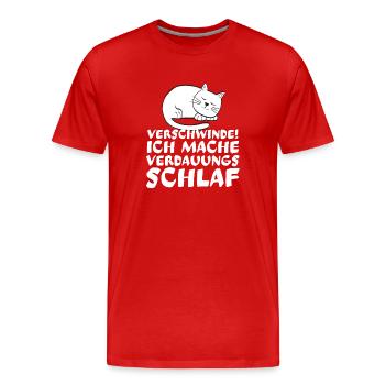 Verschwinde Ich schlafe Katze Katzen Geschenk - Männer Premium Bio T-Shirt - Rot - Vorne - Damien (186cm)