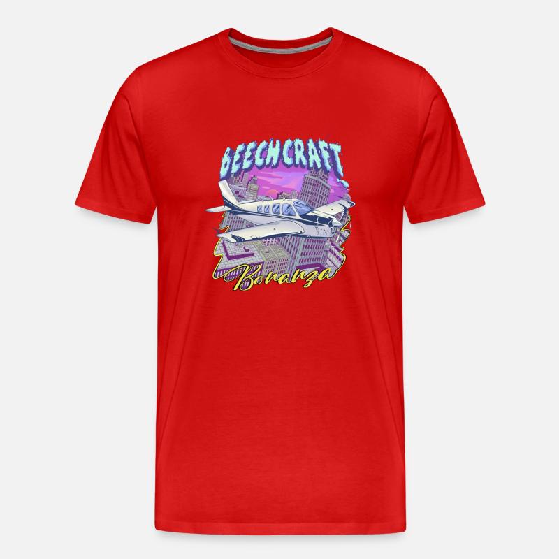 Beech Bonanza Skyline - Männer Premium Bio T-Shirt - Rot