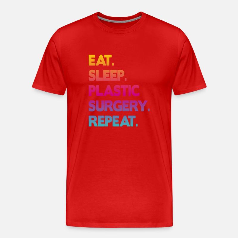 eat sleep plastic surgery repeat - Männer Premium Bio T-Shirt - Rot