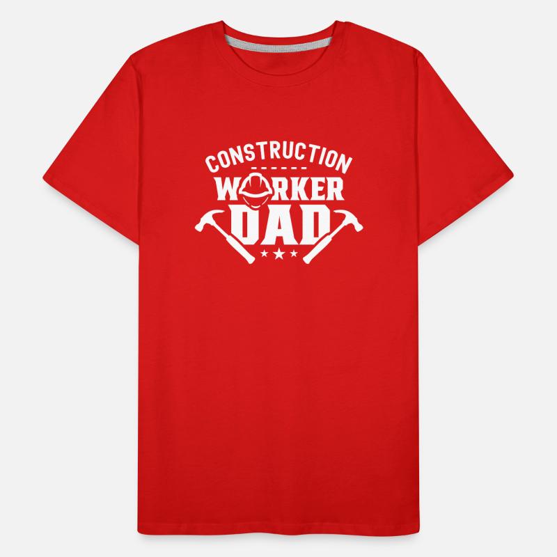 Travailleur de la construction Père Travail d’équipe Équipe de chantier de construction T-shirt bio Premium Homme
