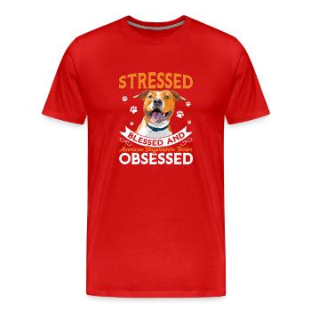 Selig Staffordshire Terrier Besessen Spaß - Männer Premium Bio T-Shirt - Rot - Vorne - Damien (186cm)