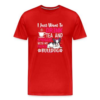 Tee Trinken Und Kuscheln Mit Französischer - Männer Premium Bio T-Shirt - Rot - Vorne - Damien (186cm)