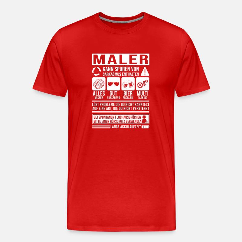 Maler Spruch lustig - Männer Premium Bio T-Shirt - Rot