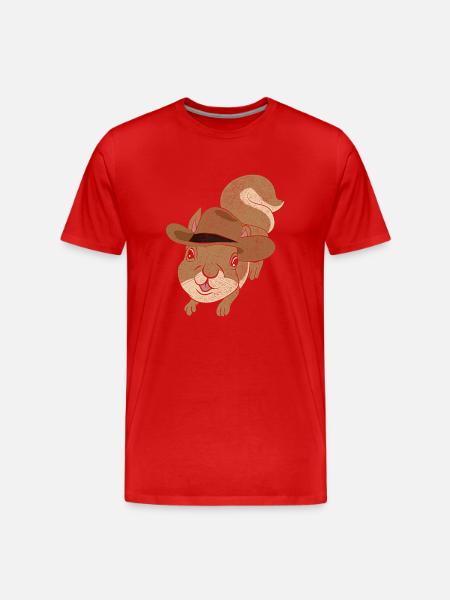 Cowboy Animal Motif Gift Squirrel - Men's Premium Organic T-Shirt - red