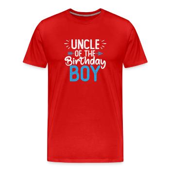 Uncle Of The Birthday Boy - Männer Premium Bio T-Shirt - Rot - Vorne - Damien (186cm)