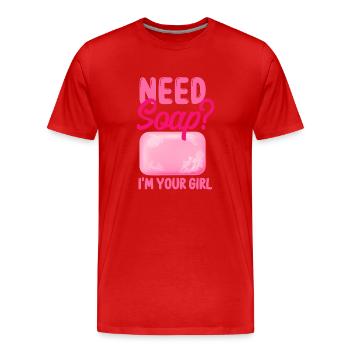 Fabrication de savon Artisanat Besoin de savon? - T-shirt bio Premium Homme - rouge - Devant - Damien (186cm)
