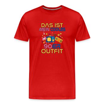 Das ist mein cooles 90er Outfit Neunziger Retro - Männer Premium Bio T-Shirt - Rot - Vorne - Damien (186cm)