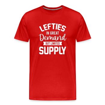 Lefty - Gauchers en forte demande mais offre limitée - T-shirt bio Premium Homme - rouge - Devant - Damien (186cm)