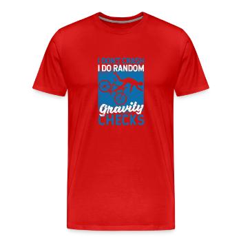Mountainbiking Ich stürze nicht, ich mache - Männer Premium Bio T-Shirt - Rot - Vorne - Damien (186cm)