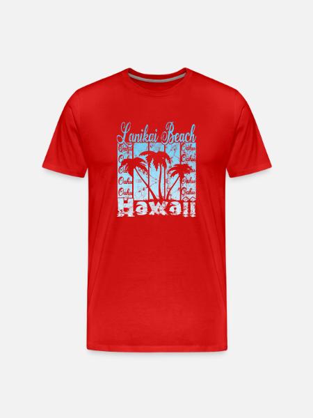 Lanikai Beach Oahu Hawaii - Men's Premium Organic T-Shirt - red