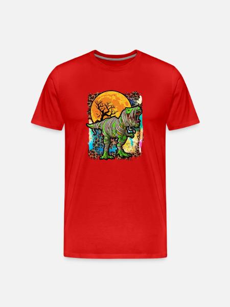 Halloween Dinosaur Zombie Tie Dye - Men's Premium Organic T-Shirt - red