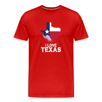 J’adore la fierté texane des dictons texans - T-shirt bio Premium Homme - rouge - Devant - Damien (186cm)