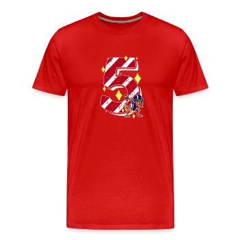 5 Years Old Dinosaur American Football 5th B-day - Men's Premium Organic T-Shirt - red - Front - Damien (186cm)