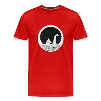 Bigfoot Sasquatch Riding The Loch Ness - Men's Premium Organic T-Shirt - red - Front - Damien (186cm)