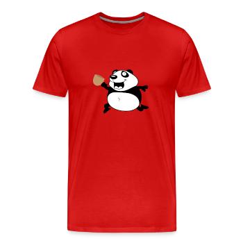 Panda mit Kaffee aufgeregt Koffein Schock - Männer Premium Bio T-Shirt - Rot - Vorne - Damien (186cm)