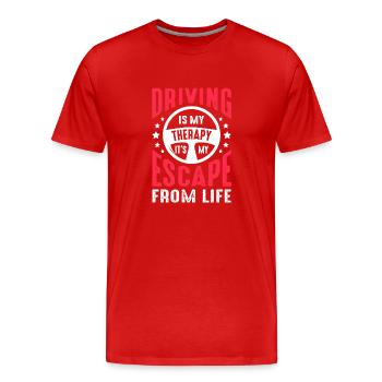 Driving is my therapy of life - Men's Premium Organic T-Shirt - red - Front - Damien (186cm)
