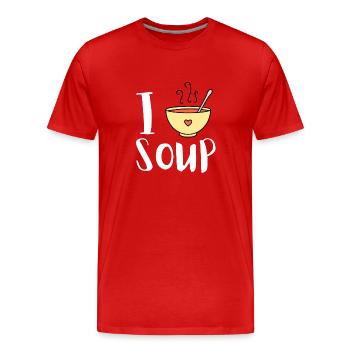 Soupe en conserve Liquide Nourriture Cook Restaurant Gourmand - T-shirt bio Premium Homme - rouge - Devant - Damien (186cm)
