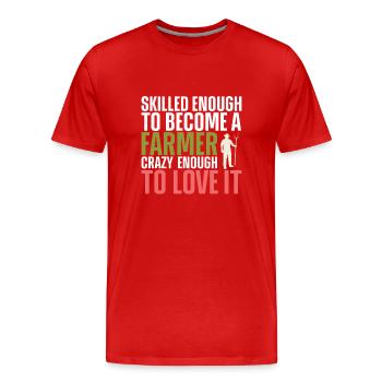 Farmer Farmer Agriculture Tractor Driving - Men's Premium Organic T-Shirt - red - Front - Damien (186cm)