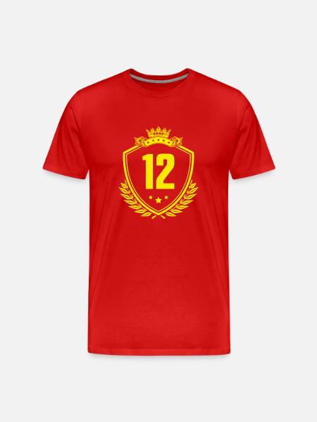 12 Zahl Wappen - Männer Premium Bio T-Shirt - Rot