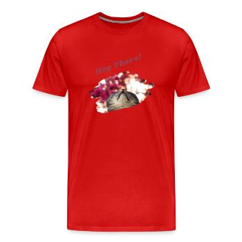 Hey there Katze Katzenspruch Britisch Kurzhaar Fun - Männer Premium Bio T-Shirt - Rot - Vorne - Damien (186cm)