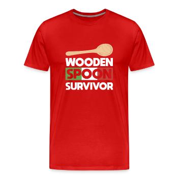 Wooden Spoon Survivor - Italian - Männer Premium Bio T-Shirt - Rot - Vorne - Damien (186cm)