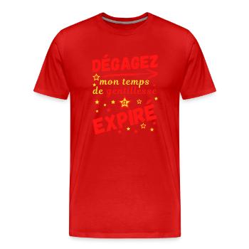 Dégagez mon temps de gentillesse a expiré - T-shirt bio Premium Homme - rouge - Devant - Damien (186cm)