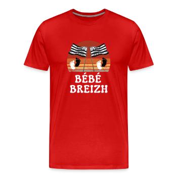 Bébé Breizh BREIZH DRAPEAU BRETAGNE VINTAGE RÉTRO - T-shirt bio Premium Homme - rouge - Devant - Damien (186cm)