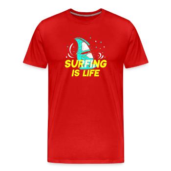 Le surf est life surfer surf surf surf - T-shirt bio Premium Homme - rouge - Devant - Damien (186cm)