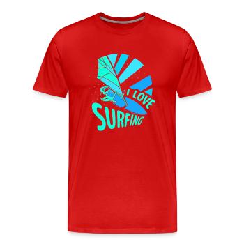 J’adore surfer surf surf surf surf - T-shirt bio Premium Homme - rouge - Devant - Damien (186cm)