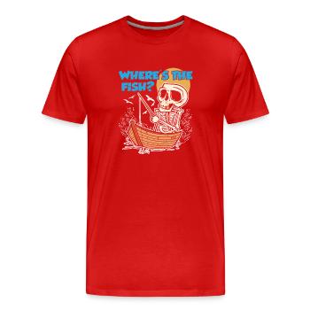 Wo Ist Der Fisch? Angeln Fischer Angler Fischen - Männer Premium Bio T-Shirt - Rot - Vorne - Damien (186cm)