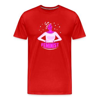 Féminisme féministe féministe féministe - T-shirt bio Premium Homme - rouge - Devant - Damien (186cm)