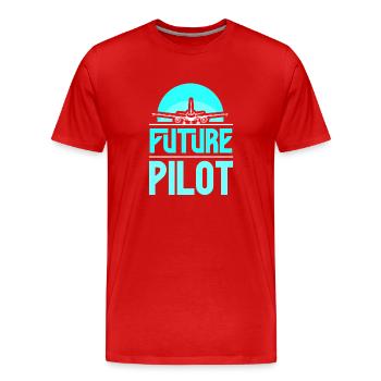 Futur pilote de petit avion jet avion léger - T-shirt bio Premium Homme - rouge - Devant - Damien (186cm)