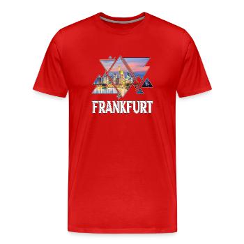 Frankfurt Germany City Skyline Home Love - Men's Premium Organic T-Shirt - red - Front - Damien (186cm)