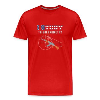I Study Triggernometry - Gun Lover - Männer Premium Bio T-Shirt - Rot - Vorne - Damien (186cm)