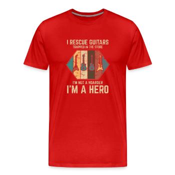 I Rescue Guitars Trapped In The Store Funny Guitar - Men's Premium Organic T-Shirt - red - Front - Damien (186cm)