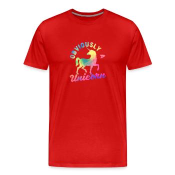 Drôle de cheval Silhouette Pony Riding - T-shirt bio Premium Homme - rouge - Devant - Damien (186cm)