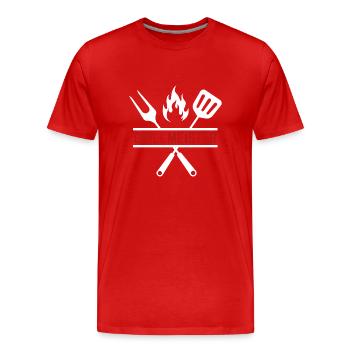 grillmeister - Männer Premium Bio T-Shirt - Rot - Vorne - Damien (186cm)