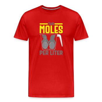Zwei Maulwürfe pro Liter Maulwurfsflüsterer Wissen - Männer Premium Bio T-Shirt - Rot - Vorne - Damien (186cm)