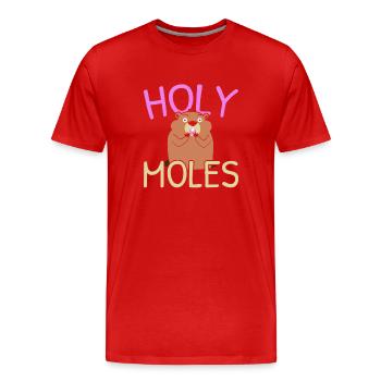 Holey Moles Animal Pun Moles - Men's Premium Organic T-Shirt - red - Front - Damien (186cm)