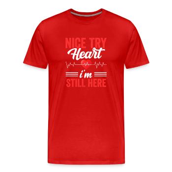 Bon cœur d’essai je suis toujours là - T-shirt bio Premium Homme - rouge - Devant - Damien (186cm)