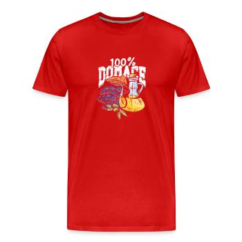 Balkan Jugo Saying 100% Domace - Men's Premium Organic T-Shirt - red - Front - Damien (186cm)