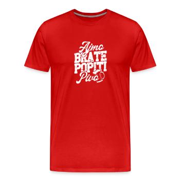 Balkan Jugo Spruch Ajmo Brate Popiti pivo - Männer Premium Bio T-Shirt - Rot - Vorne - Damien (186cm)